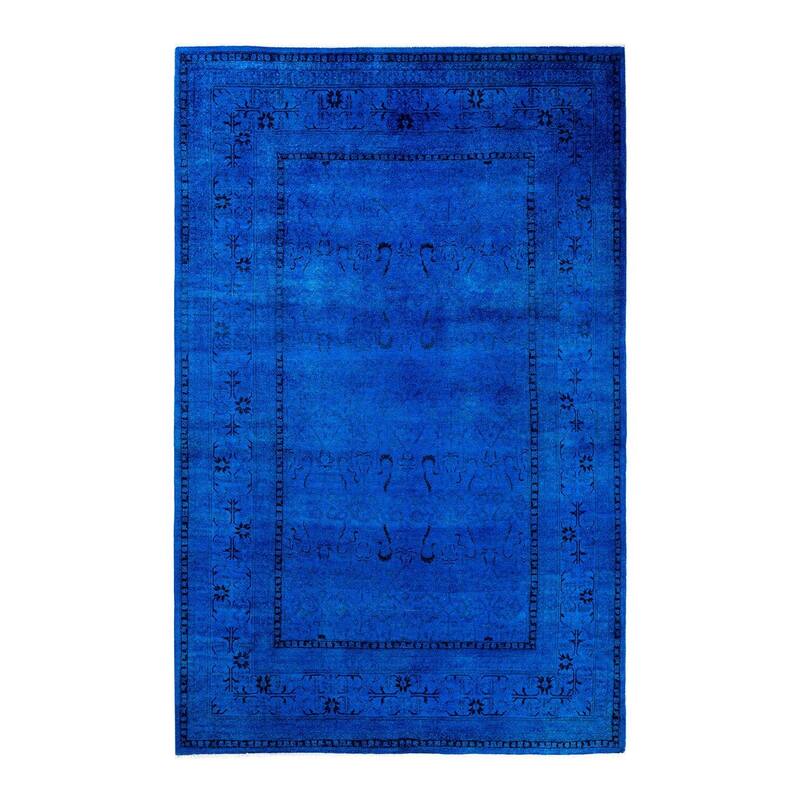 Fine Vibrance One-of-a-Kind Hand-Knotted Area Rug - Blue, 5' 5" x 8' 0" - 5' 5" x 8' 0"