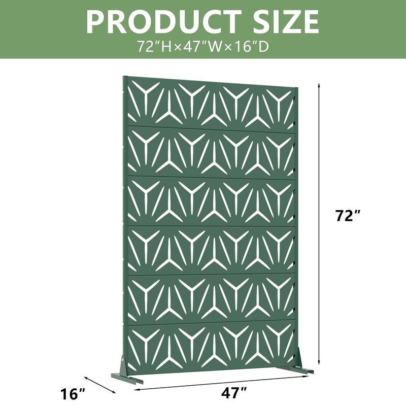 72" H×47"W Dovelina Black Outdoor Freestanding Metal Privacy Screen Decorative Garden Fence