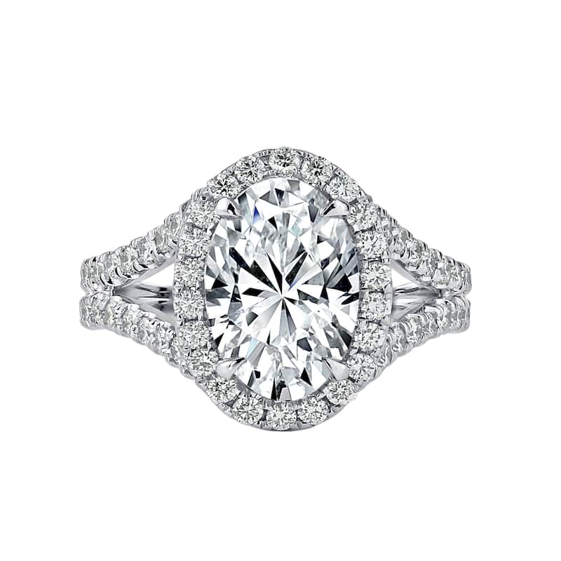Auriya 14k Gold 2 1/2cttw Split Shank Oval Halo Diamond Engagement Ring (H-I, I1-I2)