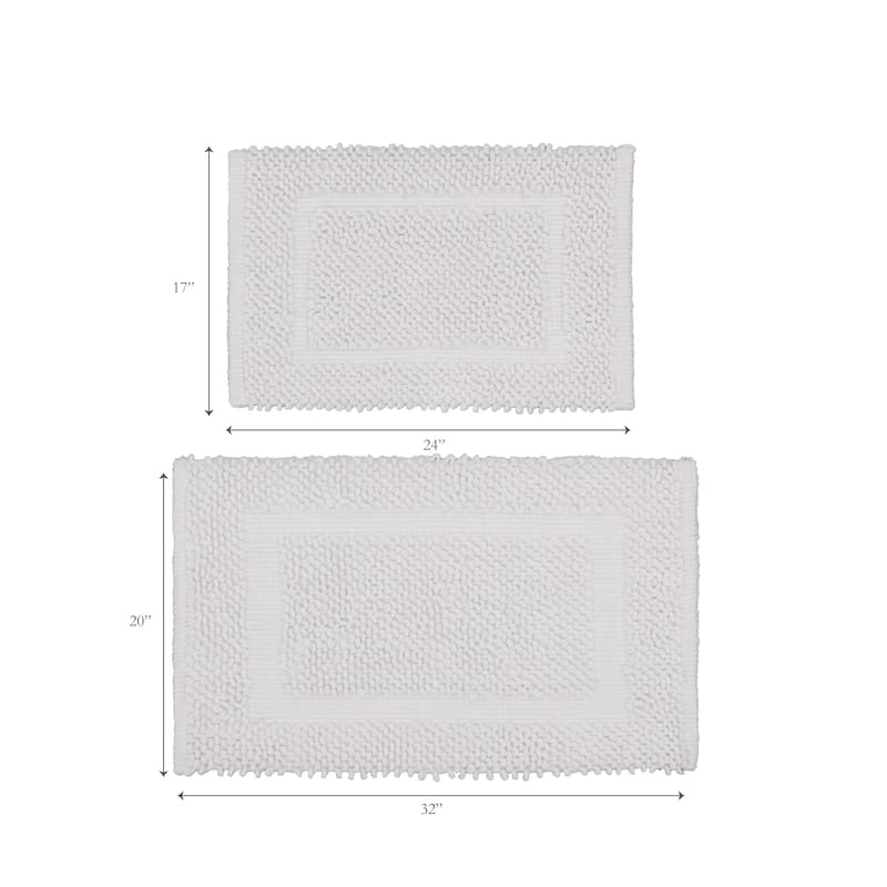 Sophie Border Ultra-plush Chenille Non-Slip Cotton Bath Mat (Set of 2)