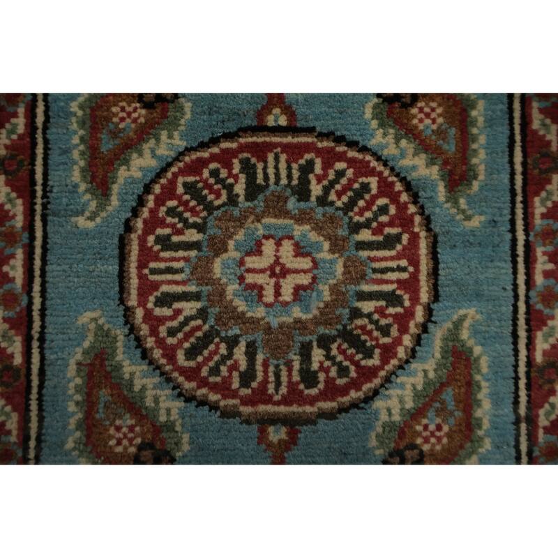 Hand Knotted Oriental 100% Wool Carpet Traditional All-Over Navy Blue & Blues Kazak Area Rug - 2' 10'' X 2' 0''