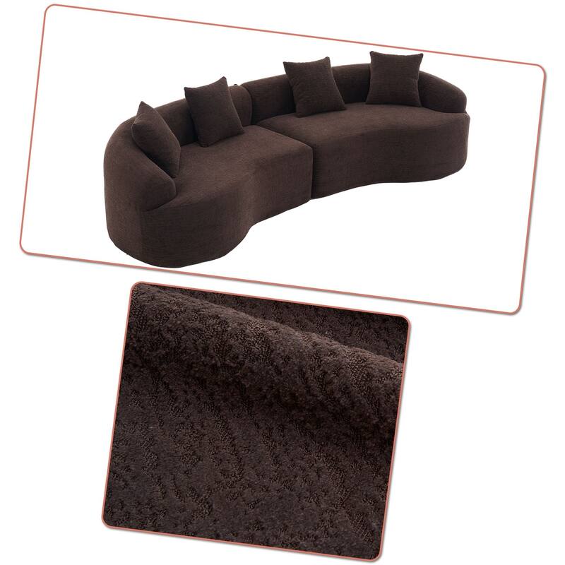 Modern Minimalist 3-Seater Frame-Free Compressed Chenille Upholstered Sectional Sofa
