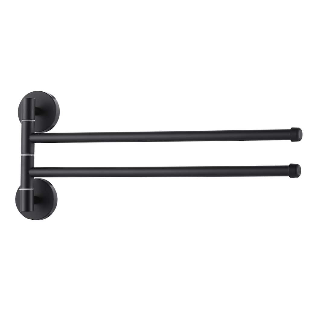 WOWOW Wall Mounted Swivel 2-Arm Towel Bar Bath Hardware Accessory