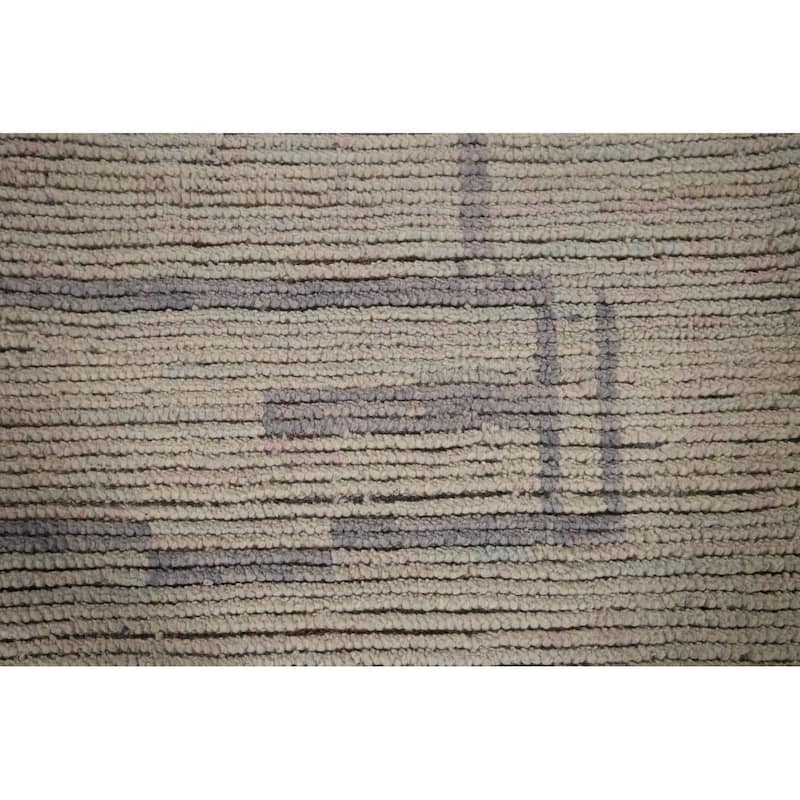 Modern Moroccan Abstract Area Rug Handmade Stripe Wool Carpet - 8'10"x 12'5"