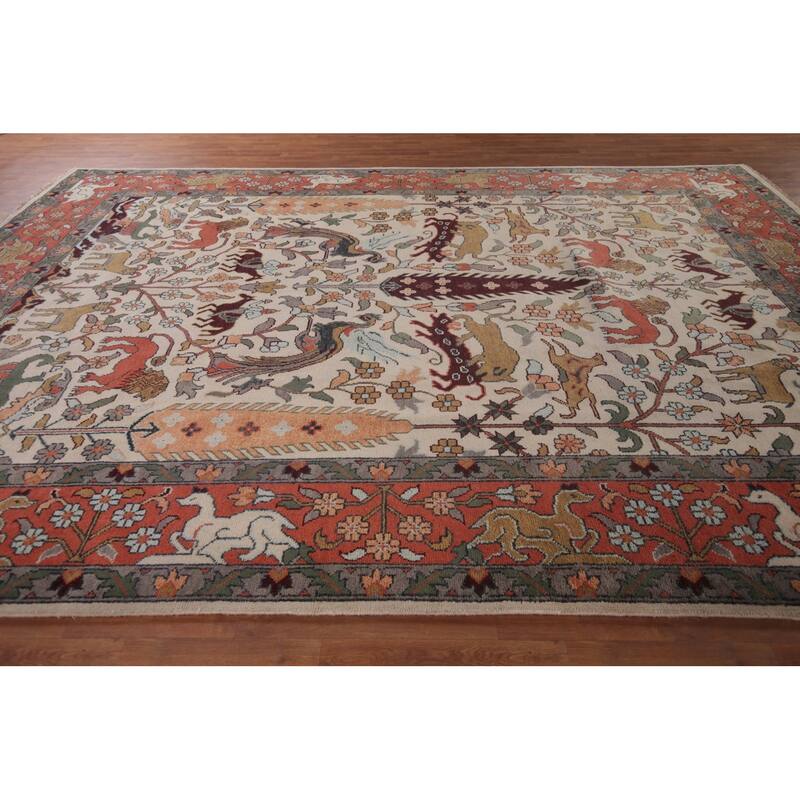 Animal Pictorial Ziegler Indian Large Area Rug Handmade Wool Carpet - 10'0"x 13'10"