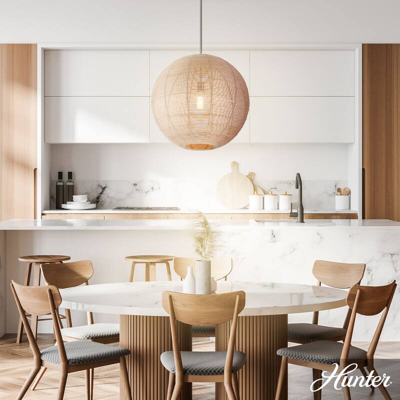 Hunter Berkeley Boho Rattan Pendant - Kitchen, Bedroom, Living Room, Dining Room, Entry - Transitional, Coastal