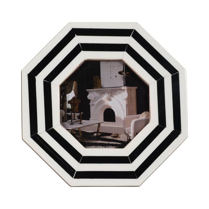 Resin Contemporary Octagon Photo Frame - Black