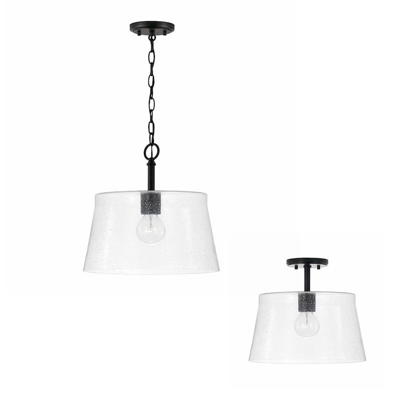 Baker 1-light Pendant/ Semi-Flush Mount w/ Clear Seeded Glass