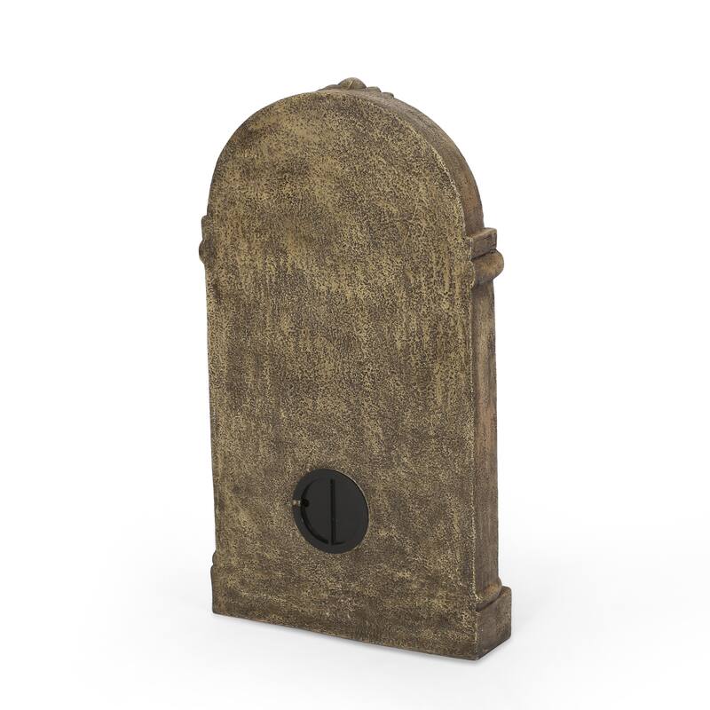 Roomfitters 35-Inch Outdoor Tiered Water Fountain with LED Lights and Internal Pump, Weather-Resistant Faux Stone, Light Brown