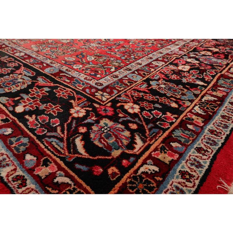 Hand Knotted Lilihaan Coral,Black Persian Wool Traditional Oriental Area Rug (Palace) - 8' 10'' x 16' 3''