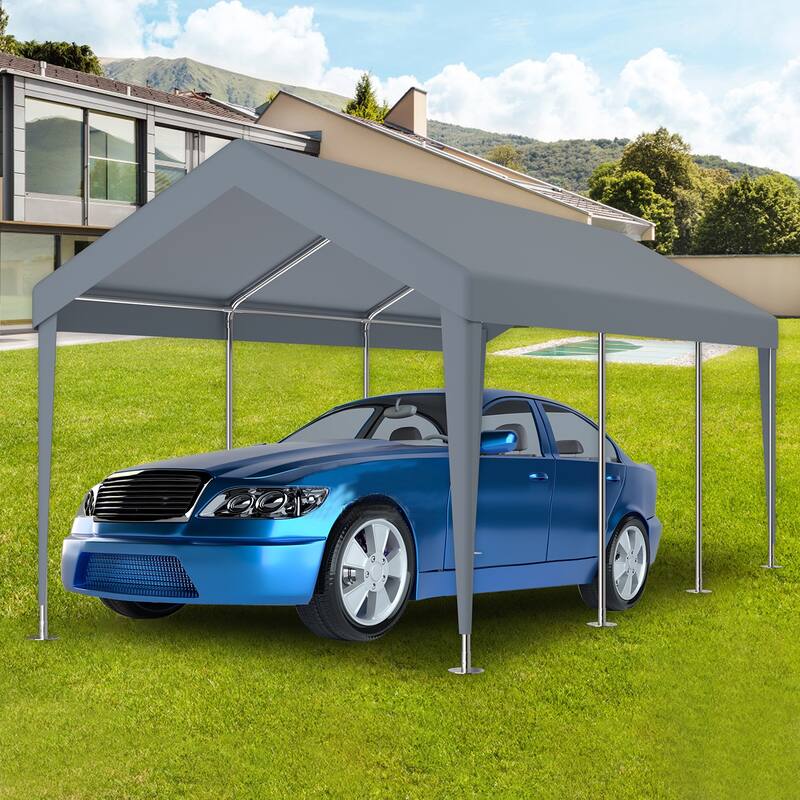 12x20FT Heavy-Duty Carport Canopy, Waterproof UV Resistant, 76 Buckles - Grey