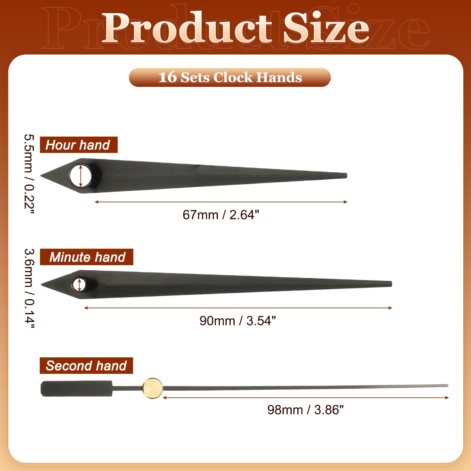 Clock Hands Kit, Aluminum Clock Hands Parts Replacement Mechanism Movement for Repair DIY Bedroom Living Room