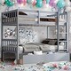 preview thumbnail 1 of 58, 2 in 1 Rubber Wood Bunk Bed with 2 Drawers,Twin Over Twin Kids Bed for Home Grey