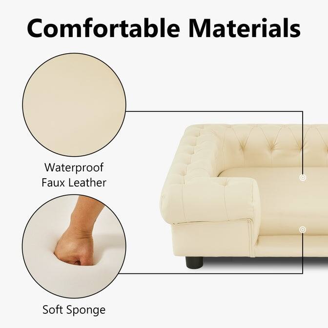 MCombo Pet Sofa Bed with Small Stairs, Faux Leather 6321 - 38.2" x 30.3"