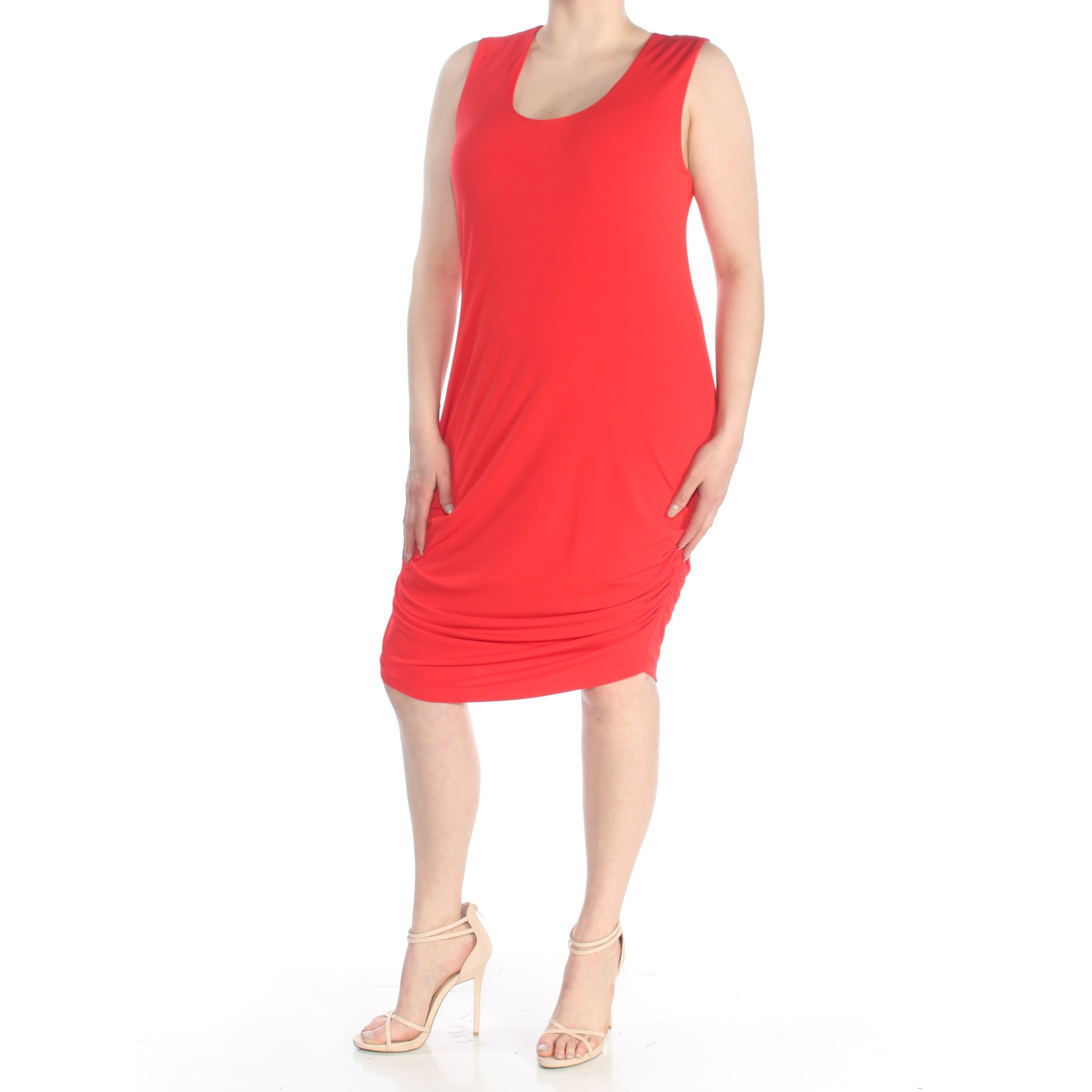 Shop Rachel Roy Womens Red Ruched Racerback Sleeveless Scoop Neck
