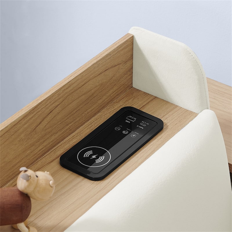 Twin Size Velvet Daybed with Wireless Charging Headboard