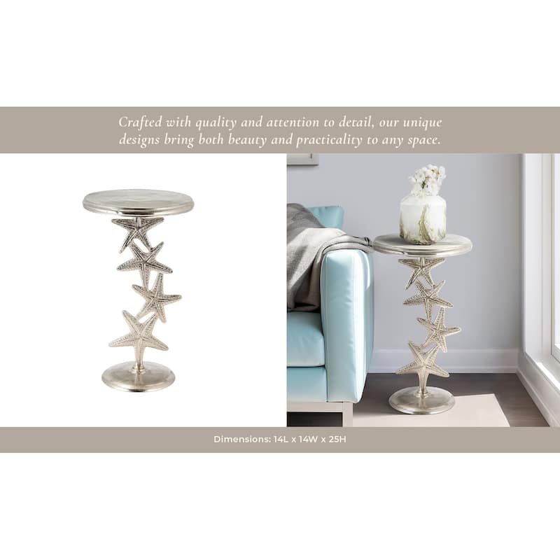 Sagebrook Home Coastal Accent Table Metal Aluminum Sculptural Starfish Base Nautical Inspired