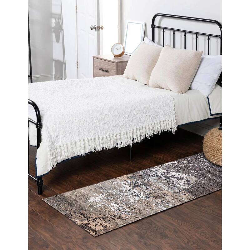 ECARPETGALLERY Hand-knotted Legacy Grey Silk, Wool Rug - 2'6 x 9'11