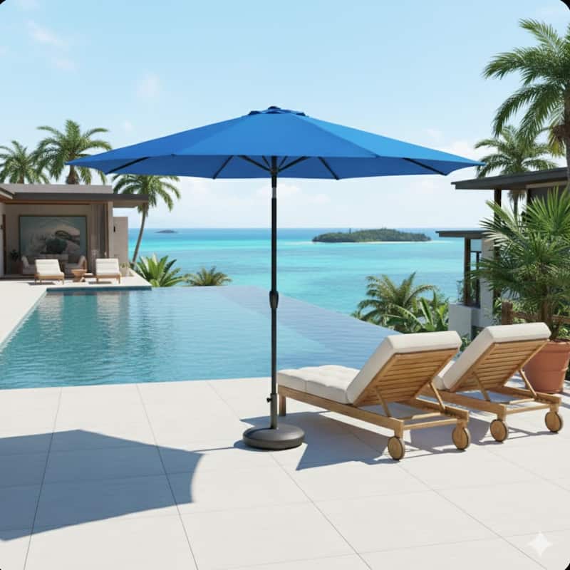 13 Feet Blue Market Patio Umbrella with Crank Lift , Tilt, Ribs (Without base)