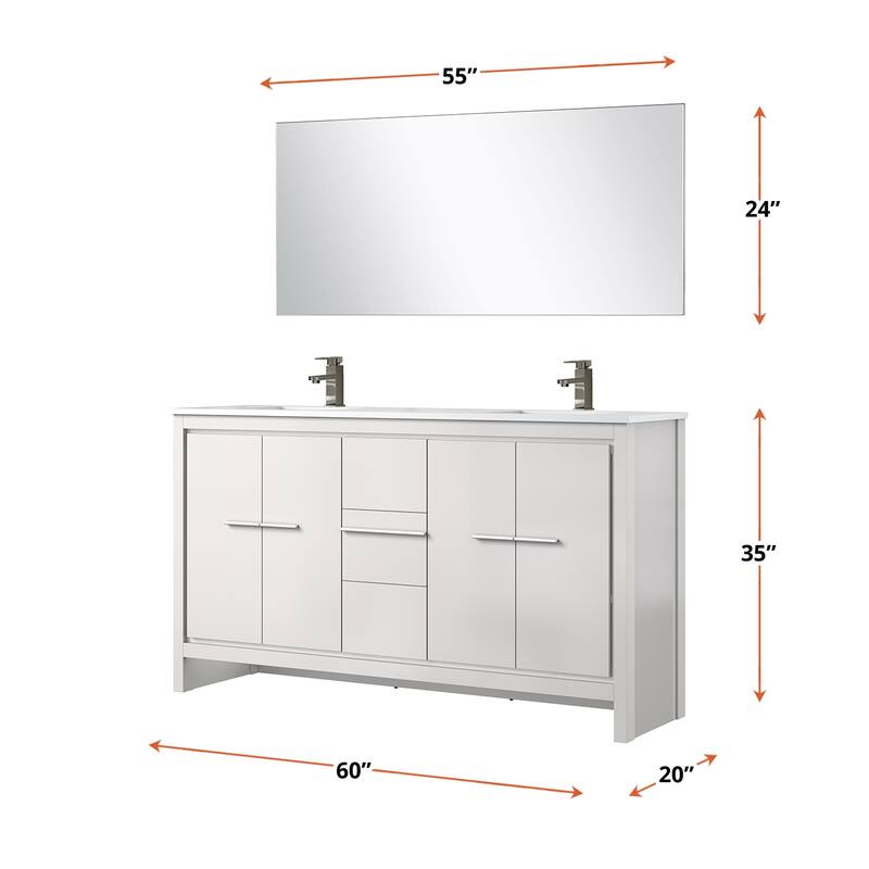 Lafarre Bath Vanity with Cultured Marble Top, Sink, Mirror and Gun Metal Faucet