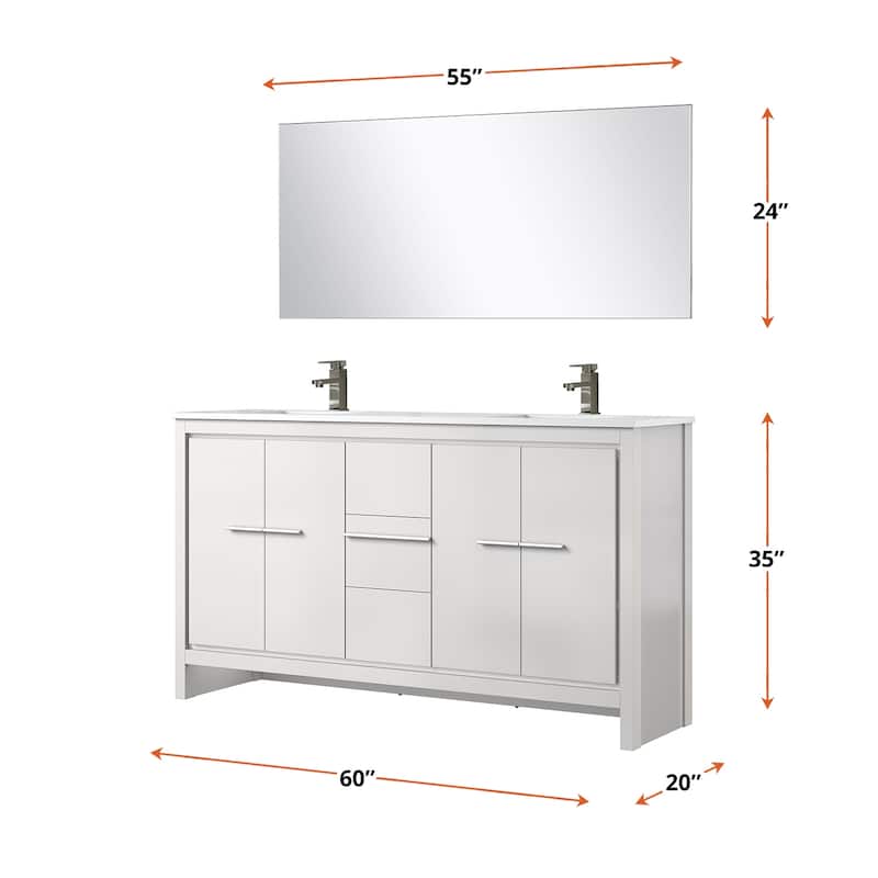 Lafarre Bath Vanity with Quartz Top, Sink, Mirror and Chrome Faucet