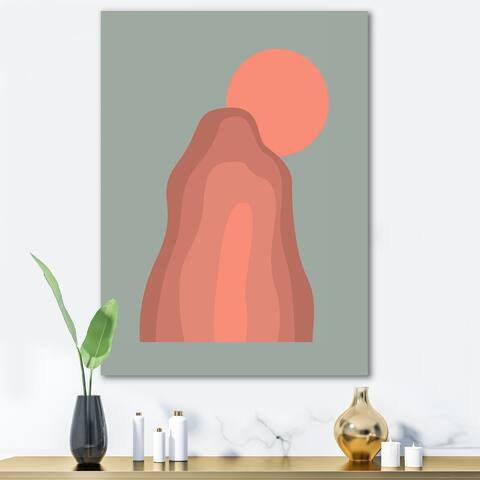 Designart "Pink Sunset Mountain Landscape" Modern Canvas Wall Art Print