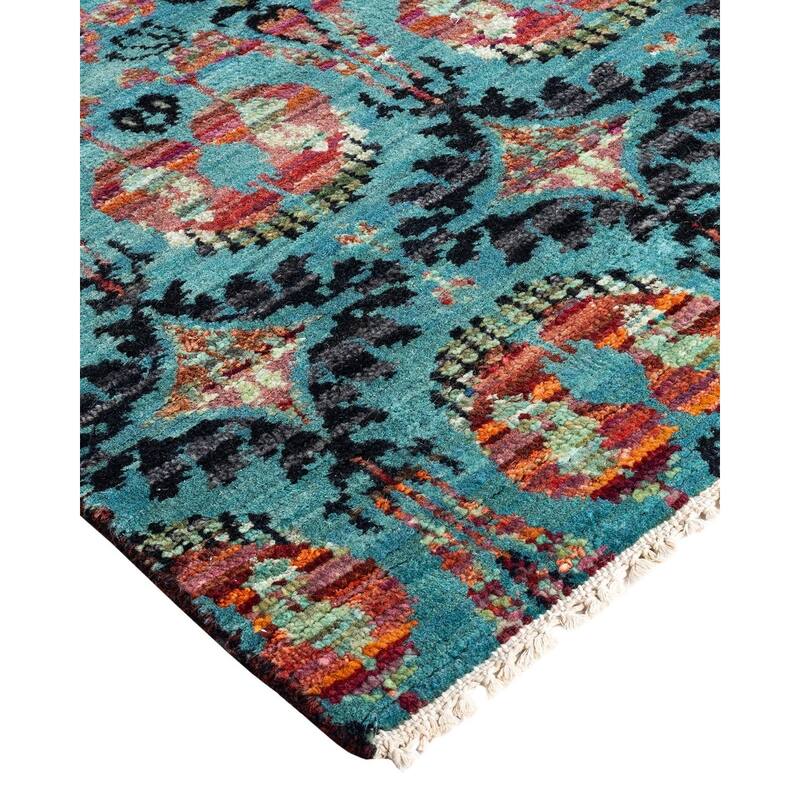 Modern One-of-a-Kind Handmade Area Rug - Black, 9' 2" x 12' 5" - 9' 2" x 12' 5"