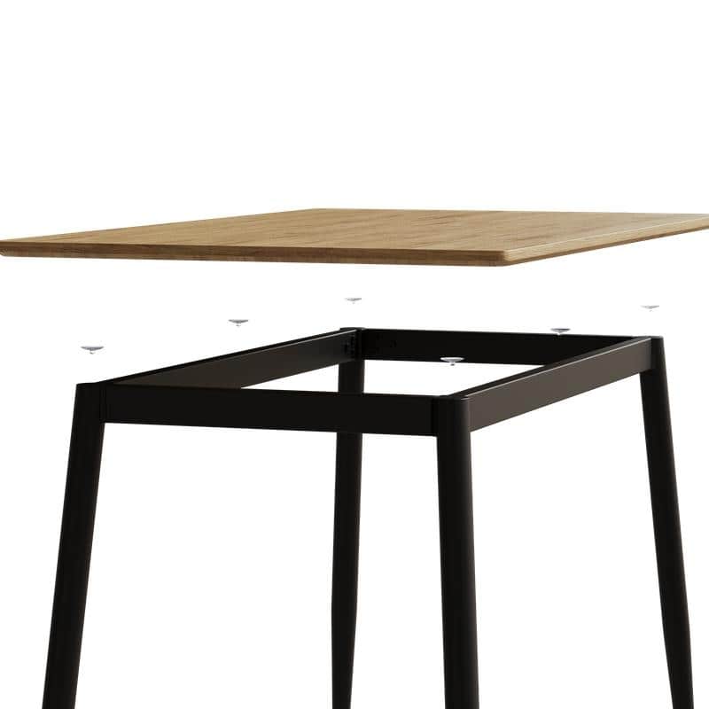 Modern Minimalist Dining Table with Black Metal Legs - Seats 6