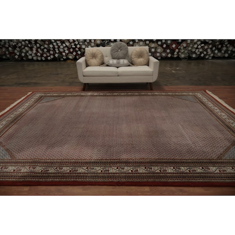Hand Knotted Oriental 100% Wool Carpet Traditional Geometric Oranges & Rust Botemir Area Rug - 11' 10'' X 8' 10''