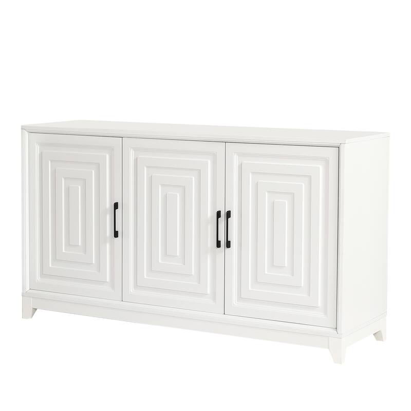 59.1" TV Stand Console Cabinet with 2 Spacious Storage Space and Solid Wood Legs for TVs Up to 65"