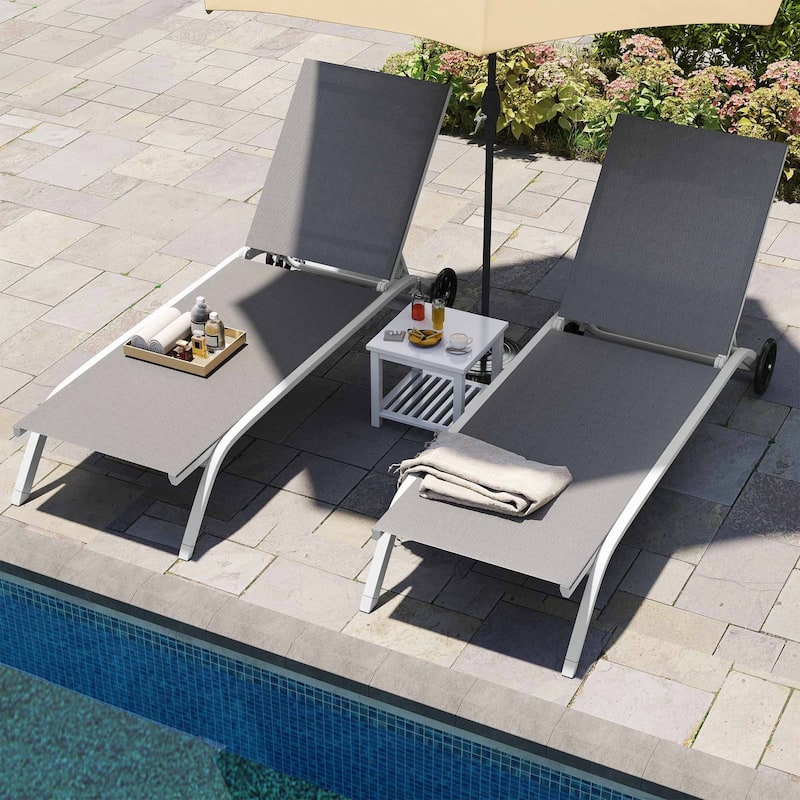 63.6" Long Reclining Chaise Lounge with Wheels