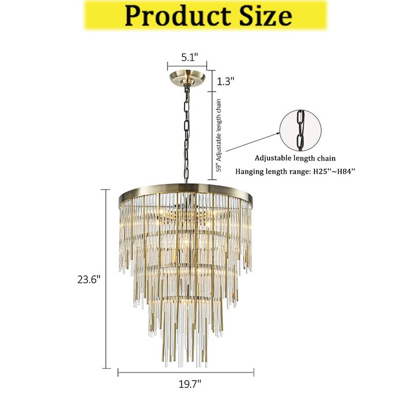 CraftHome Modern Glam Antique Bronze Waterfall Chandelier Adjustable Ceiling Pendant for Bedroom, Dining Room or Foyer