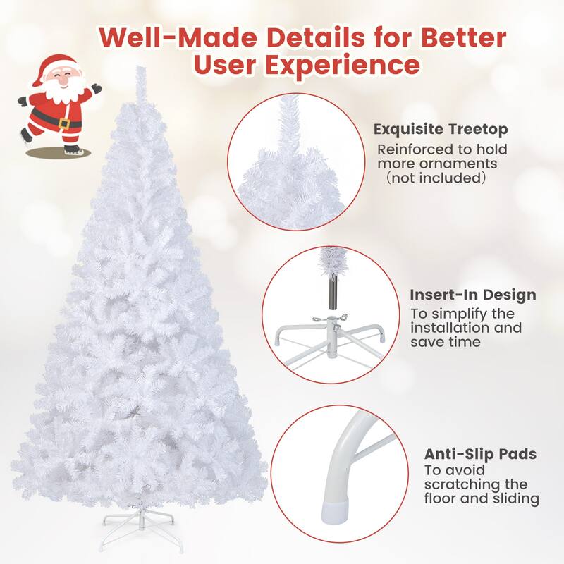 7 Feet White Christmas Tree with Solid Metal Legs