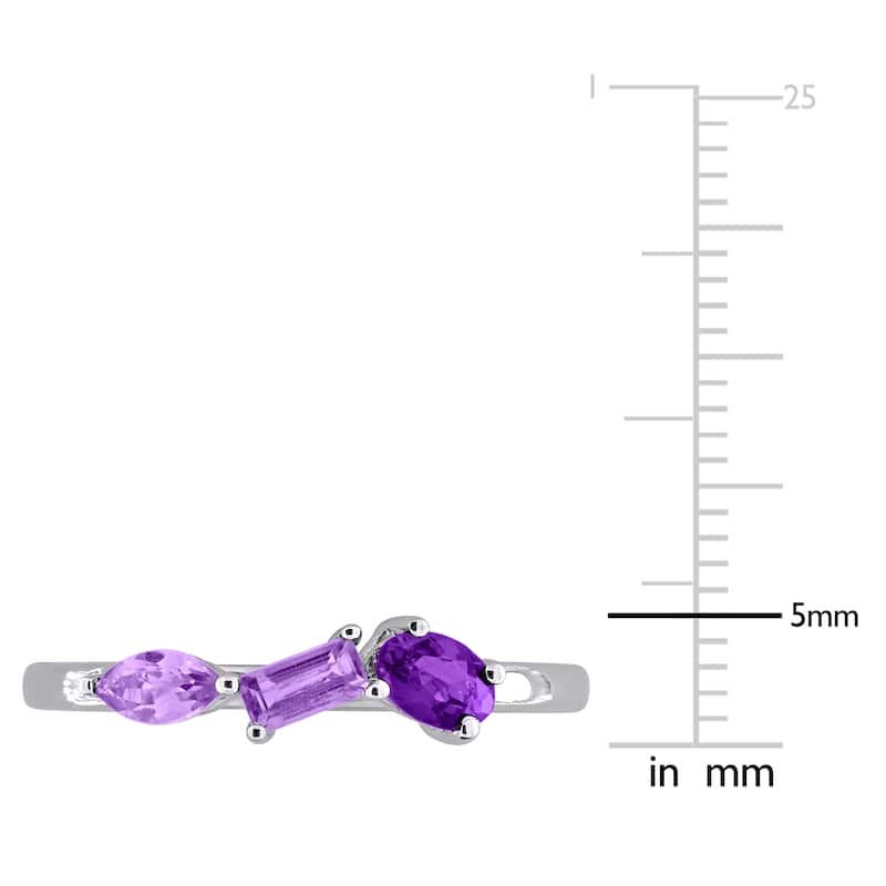 Miadora Multi-Gem Three Stone Ring Sterling Silver