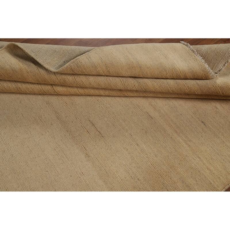 Modern Beige Gold Muted Gabbeh Oriental Area Rug Handmade Wool Carpet - 5'10"x 8'10"