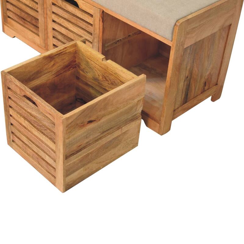 Artisan Furniture Solid Wood Shutter Oak-ish Shoe Bench