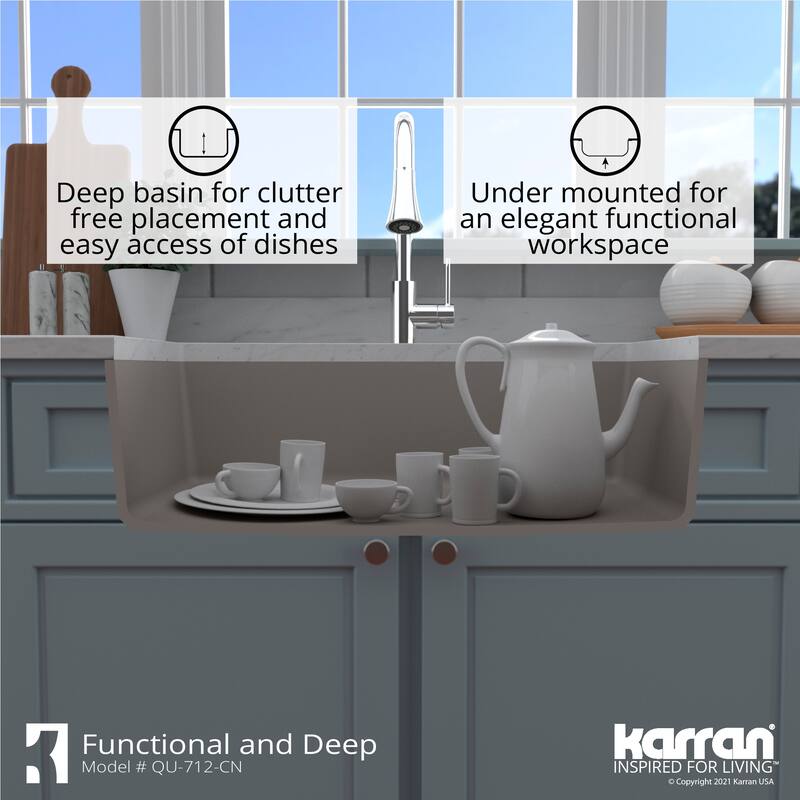 Karran Undermount Quartz 32 in. Single Bowl Kitchen Sink Kit