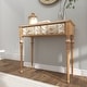 preview thumbnail 11 of 18, Brown Wood Intricately Carved 2 Drawers Floral Console Table