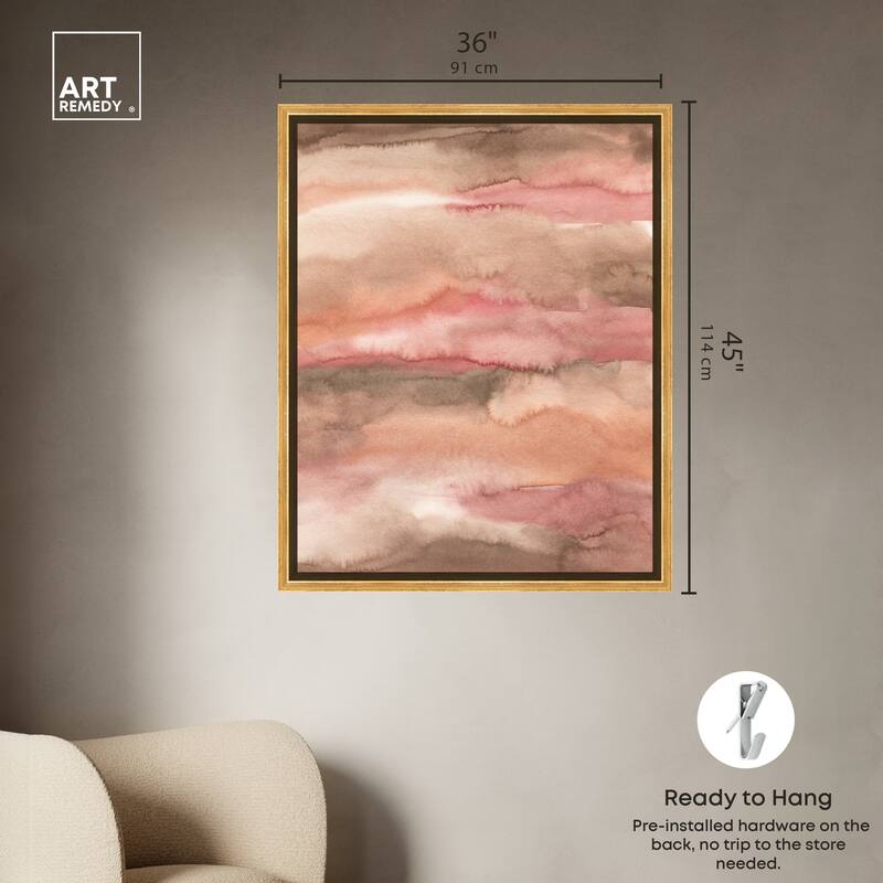 Art Remedy Loose Powder Framed Boho Abstract 1 Piece Canvas Wall Art