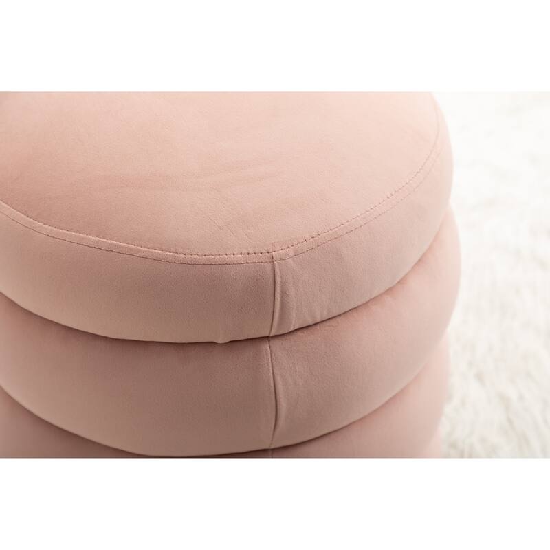 Velvet Round Footrest Ottoman