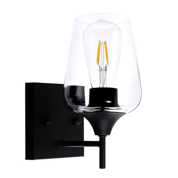 Co Z 1 Light Glass Armed Sconce With Matte Black Finish Overstock 30706427