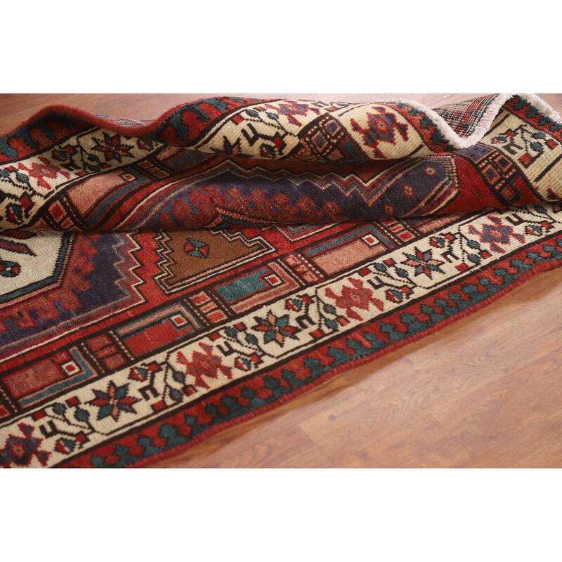 Ardebil Persian Vintage Runner Rug Handmade Wool Carpet - 3'4"x 10'6"