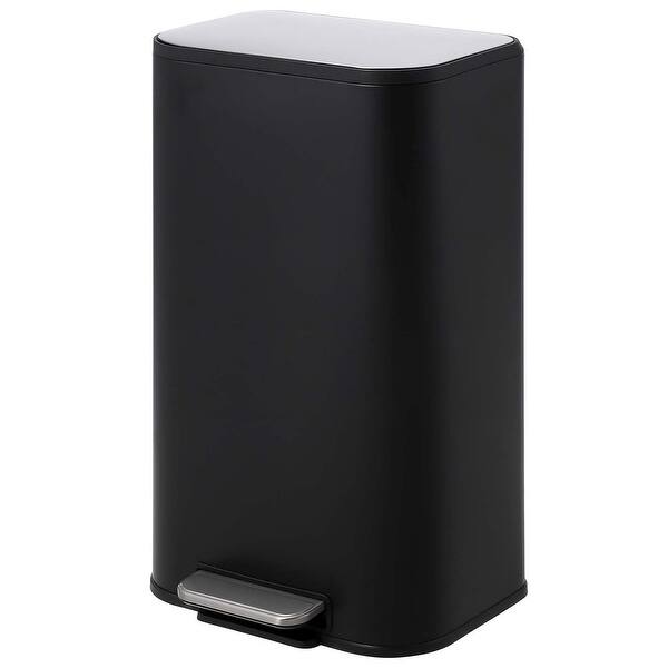 8 Gallon Kitchen Trash Can with Soft Close Lid and Foot Pedal - Black