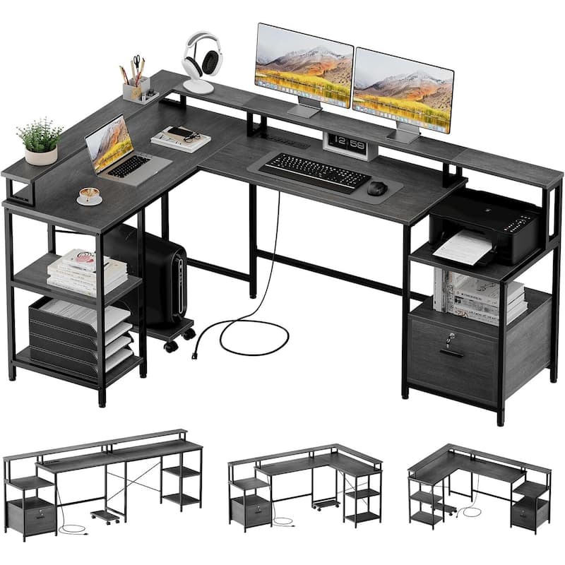 76 Inch Office Desk - Grey