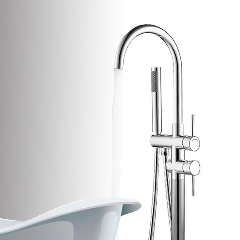 Floor Mount Bathtub Faucet Freestanding Tub Filler High Flow Shower Faucets with Handheld Shower