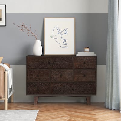 Vintage Wooden Storage Cabinet with Drawers and Retro Round Handles for Living Room, Dinning Room