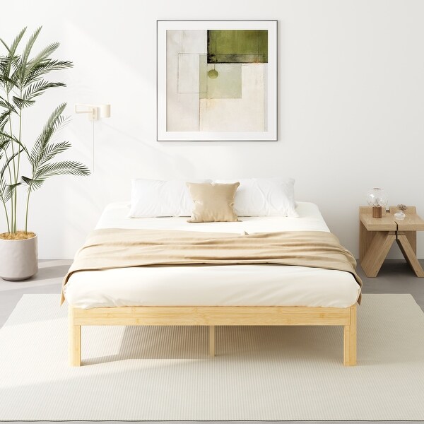 Eco-Friendly Silent Bamboo Wood Bed Frame, Farmhouse Bedframe