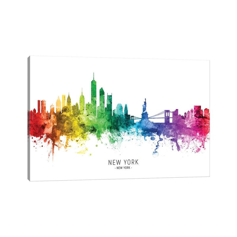 iCanvas "New York Skyline Rainbow" by Michael Tompsett Canvas Print