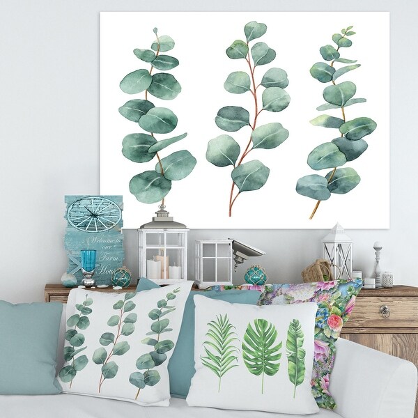 Designart 'Young Eucalyptus Leaves and Branches I' Traditional Canvas ...