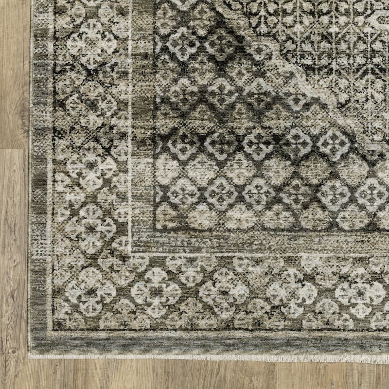 Style Haven Cádiz Faded Center Medallion Grey/Beige Area Rug